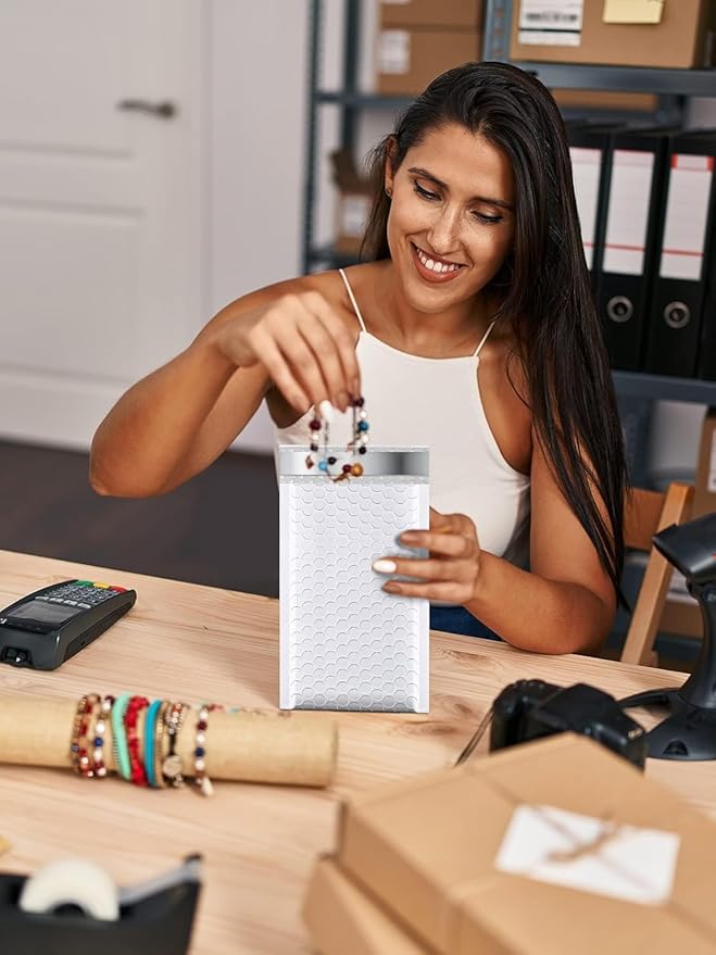 GSSUSA White Bubble Mailers 4x8 Small Padded Envelopes 800 Pack,Strong Adhesion Bubble Mailer Self-Seal Envelopes for Small Business