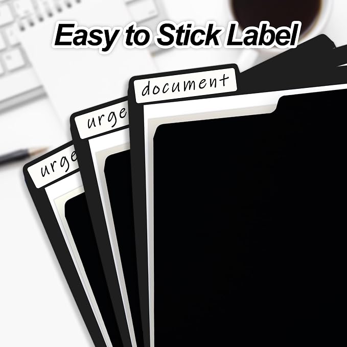VZCPYTPM 100 Packs Black File Folder,Manilla File Folders Letter Size,1/3-Cut Tabs,8.5x11 File Folders for Office Filing,School Projects and Home,Organizer File Folder