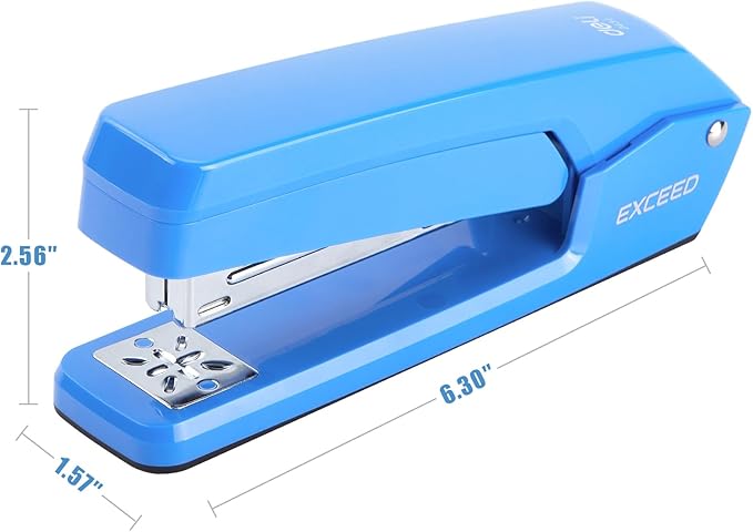 Deli/EZWORK Swing-Arm Swivel Stapler, 25 Sheets Capacity, 360 Degree Rotate Desk Staplers with 1000 Staples for Booklet or Book Binding, Blue