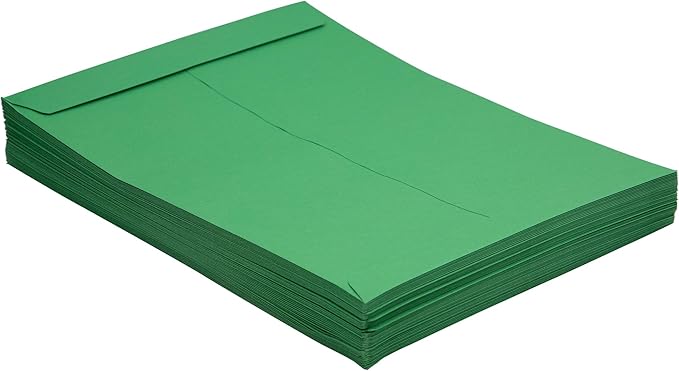 LUXPaper 9 x 12 Open End Envelopes | Peel & Press | Holiday Green | 80lb. Text | 500 Qty