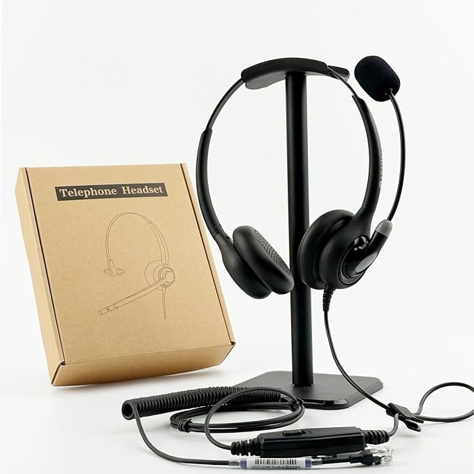 Arama Telephone Headset for Cisco Office Phones, Corded RJ9 Headset with Mic Mute&Volume Control, Lightweight, Clear Calls, Compatible with Cisco IP-7940G 8841 7841 9971(A602C)