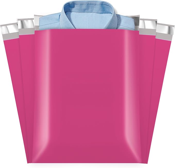 Fuxury 12x15.5" Poly Mailers 500Pcs,Bulk Shipping Bags For Clothing,Pink | Strong Adhesive Packaging Mailers Poly Bag,Waterproof Self Seal Mailing Envelopes For Books Clothes Business Boutique