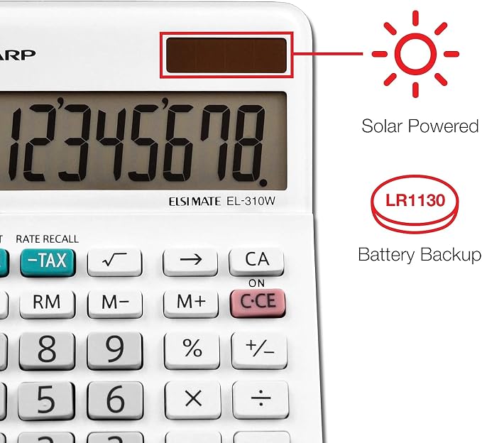 Sharp EL310WB EL-310WB Mini Desktop Calculator, 8-Digit LCD