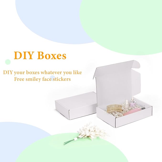 MEBRUDY 6x4x2 Inches Shipping Boxes Pack of 50, Small Corrugated Cardboard Box for Mailing Mailer Packing, All White
