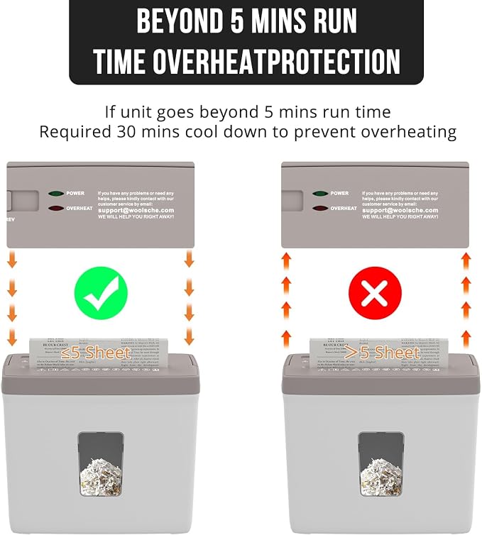 Suntiko Compact 5-Sheet Cross Cut Shredder Brown + White | P4 Privacy Protection, Jam Proof Reverse Mode, Thermal Safety, 2.38Gal Transparent Bin for Home Desk