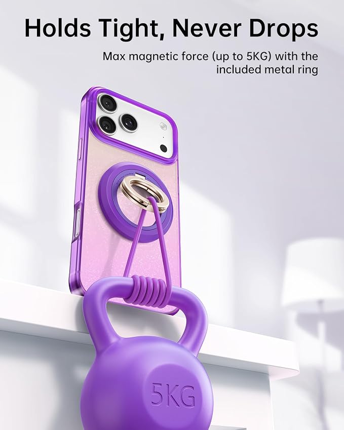 SYNCWIRE Magnetic Phone Ring Holder, for MagSafe Phone Grip Stand Kickstand | 360° Rotation, Double-Sided Magnet, Cell Phone Grip Finger Holder, for iPhone 17 16 15 14 13 12 Pro Max, MagSafe Accessories