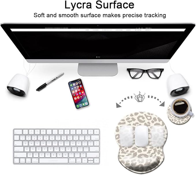 Mouse Pad with Wrist Support, Non Slip Mousepad Wrist Rest for Office, Computer, Laptop & Mac- Durable & Comfortable & Lightweight Ergonomic Support Mouse Mat Leopard Print