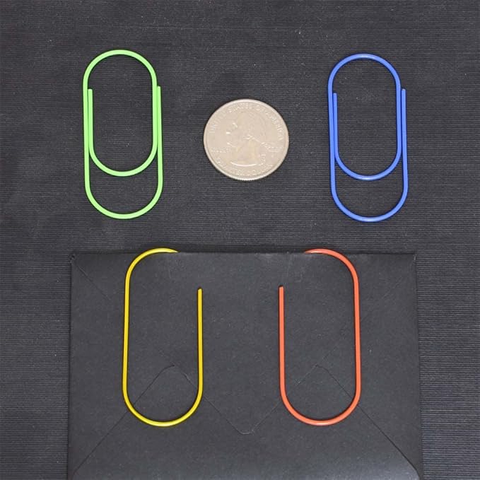 OWLFAVO 100pcs 2 inch Jumbo Paper Clips with Storage Box, 10 Colors, Funny Cute Paperclips Bookmarks Planner Clips for Fun Office Supplies School Gifts Wedding Decoration