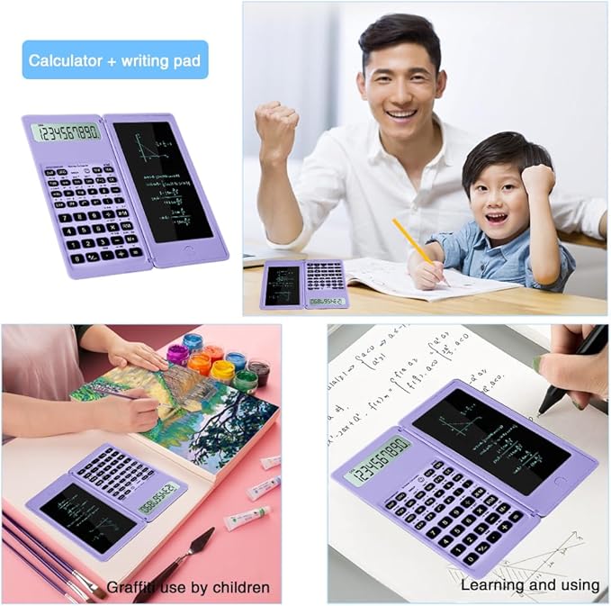 IPepul Scientific Calculators for Students, 10-Digit Large Screen, Math Calculator with Notepad, Classroom Must Haves for Middle High School Supplies & College(Purple)