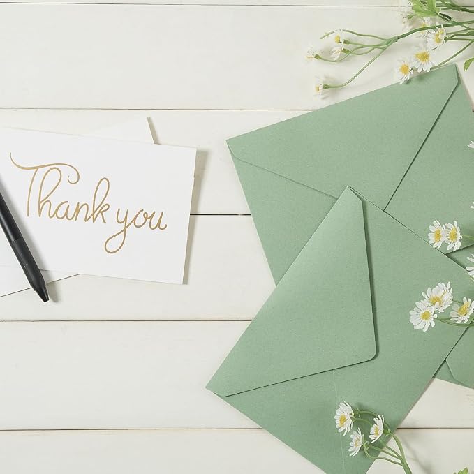 200 Pieces Sage-Green A7 Envelopes Greeting Card Envelopes 5.24 x 7.24 Inches for 5 x 7 Wedding Invitation Cards, Greeting Cards, Birthday Baby Shower Invitations