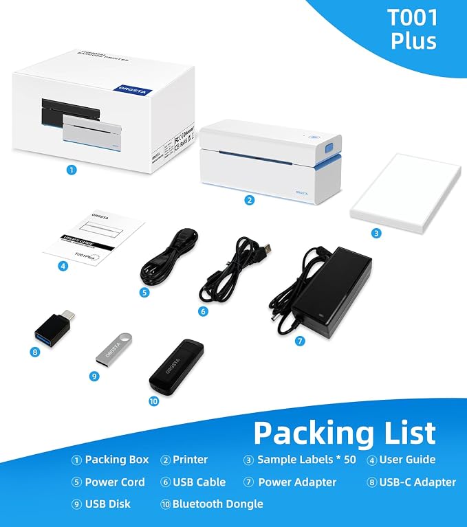 ORGSTA Bluetooth Thermal Shipping Label Printer, 4x6 Shipping Label Printer | Compatible with Android, iPhone, Windows & Mac, Widely Used for, Shopify, Etsy, USPS, Small Business, Shipping Package
