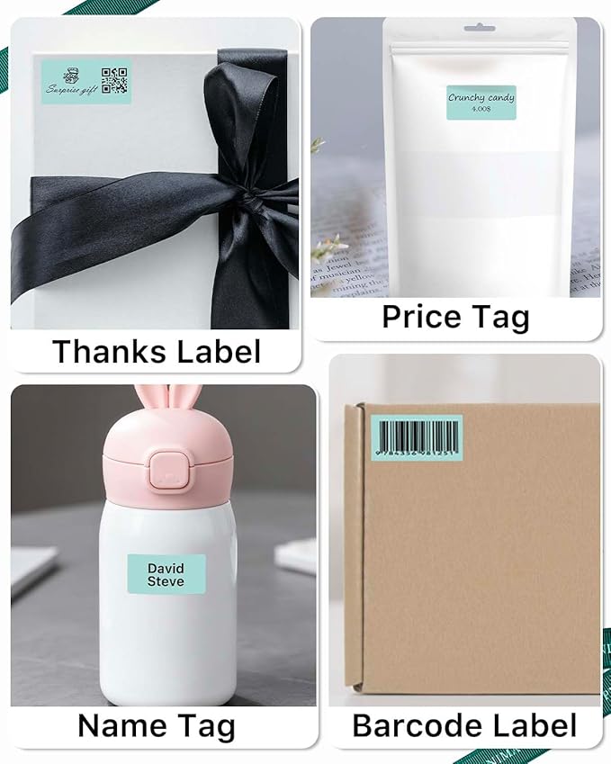 iEager 2x1 Inch Thermal Labels, Green Rectangle Thermal Printer Stickers, Durable Shipping Label Printer Sticker for Barcode, Name, Address, 1000 Labels/Roll