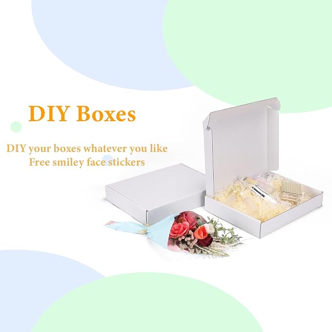 MEBRUDY 12x9x2 Inches Shipping Boxes Pack of 25, White Corrugated Cardboard Box for Mailing Packing Literature Mailer