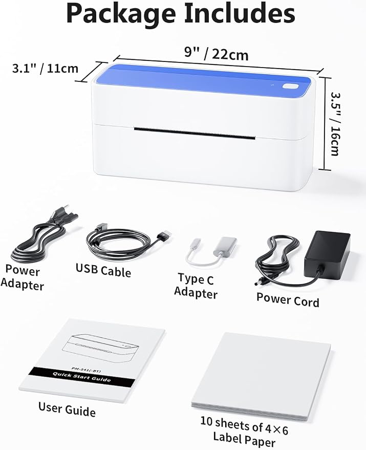 Phomemo Thermal Label Printer, 4X6 Shipping Labels Printer for Small Business, Wireless Label Printers for Package for Phone & Pad & PC, Used for UPS, Shopify, TikTok, USPS, FedEx, DHL, Temu