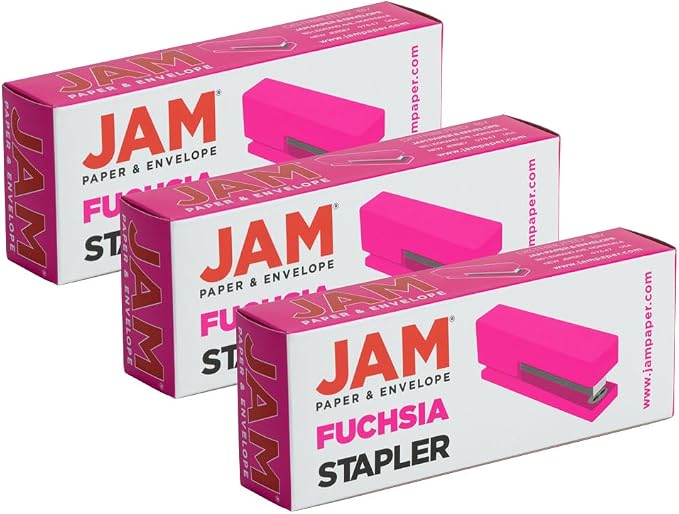 JAM PAPER Modern Desk Stapler - Pink - 3/Pack