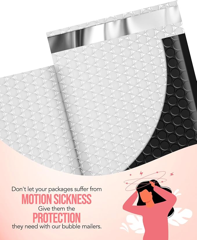 GSSUSA Bubble Mailer 6x10" Small Bubble Mailers 100 Pack Usable Size 6x9" Padded Envelope with Black & White & Sakura Pink & Teal, Cute Bubble Mailers Self-Seal Bubble Envelopes for Small Business.