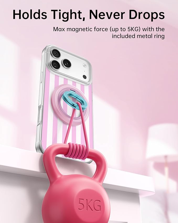 SYNCWIRE Magnetic Phone Ring Holder, for MagSafe Phone Grip Stand Kickstand | 360° Rotation, Double-Sided Magnet, Cell Phone Grip Finger Holder, for iPhone 17 16 15 14 13 12 Pro Max, MagSafe Accessories