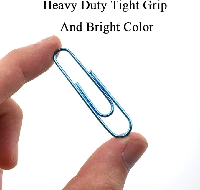 HAHIYO Paper Clips Large 2 inches Length Blue Paperclips Vinyl Coated Prevent Scratching Tearing The Pages Sturdy for Bookmark Organize Home Office School 80 Pack