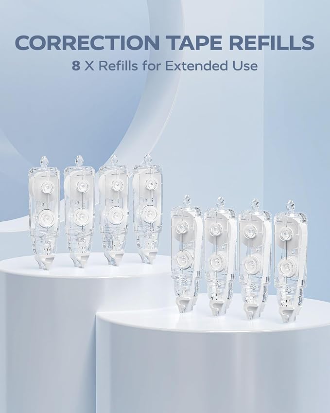 Four Candies White Correction Tape Refills, 8PCS Refillable Tape for Back to School & Office Supplies