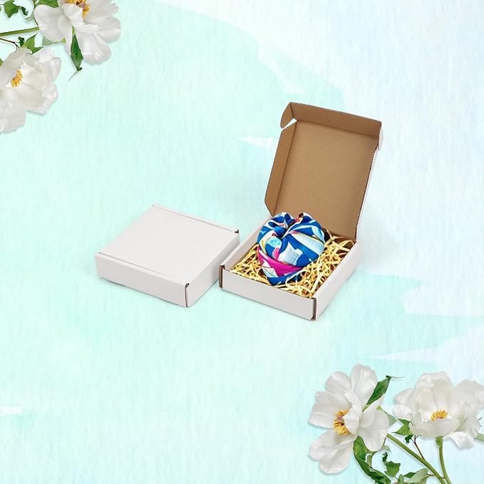 WIFTREY 100 Pcs 4X4X1 inches Small Shipping Boxes, White Corrugated Cardboard Box for Packaging Small Business, Moving, Literature Mailer
