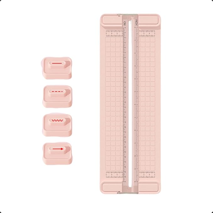 4-in-1 Paper Cutter, 12" Paper Trimmer with 4Pcs Straight,Wave,Perforated,Creasing Blades, Paper Cutter Slider for Craft Paper,Card Stock,Label,Photo,Postcard, Multi-Function Scrapbook Tool (#PK)