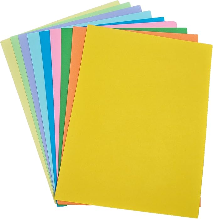 Colored Copy Paper 8.5 x 11 Printer Paper, 90 Sheets Colorful Paper Letter Size, Brightness Rainbow Lightweight Color Construction Paper for Arts Crafts DIY Origami School Office Supplies