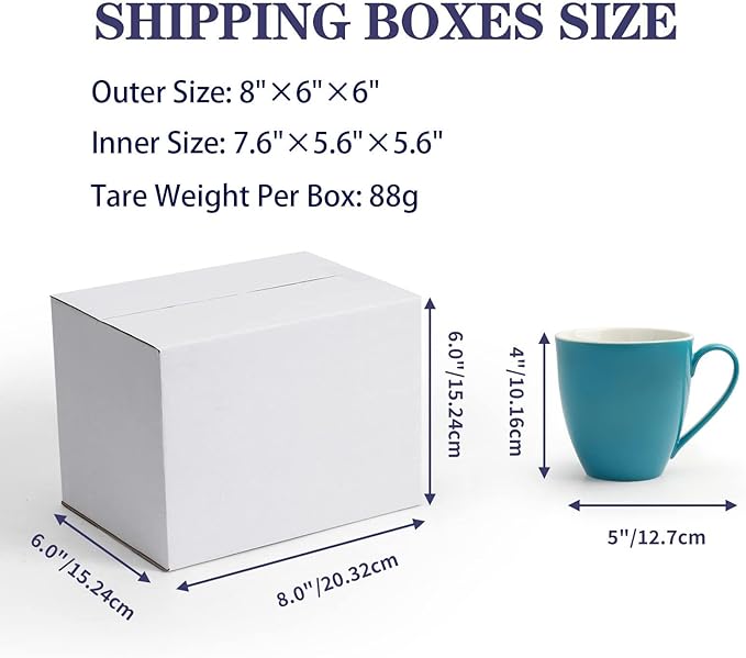 40 Pack Small Shipping Boxes 8x6x6 Inches | White Corrugated Cardboard, Box for Packaging Small Business Mailing Storage Moving, Easy Assemble