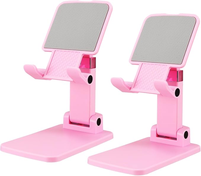 Cell Phone Stand Cute Mobile Holder For iPhone Desk Office Accessories | for thick cases; Under 12" Tablets, e-readers; Folds flat; Anti-slip; Weighted base