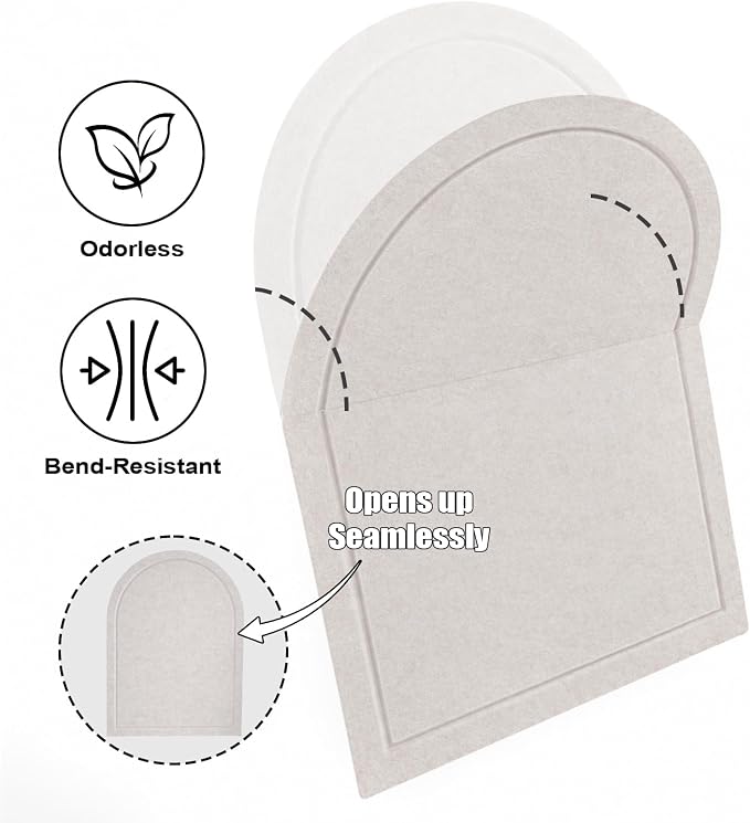 Arched Felt Bulletin Board, Sized 24" x 18" Cork Board Alternative Grooved Edge Foldable for Office & Wall, Foldable Picture Self-Adhesive Boards with Pin Hook for Photo Display School Home, Oatmeal