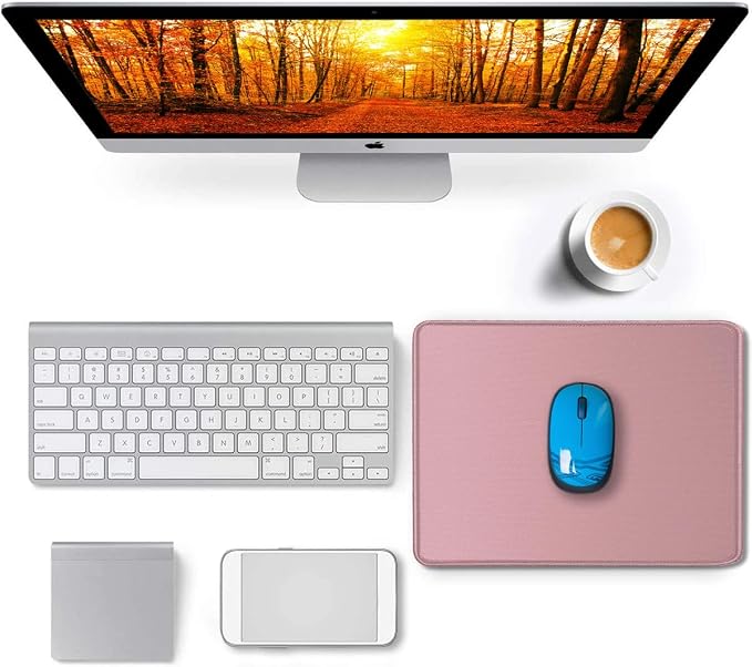 Mousepad, Large Gaming Mouse Pad with Double Stitched Edges, 14.9 x 11.7 inches Premium-Textured & Waterproof Mouse pad, Nonslip Natural Rubber Base Mousepad for Laptop,Computer, Office, Pink