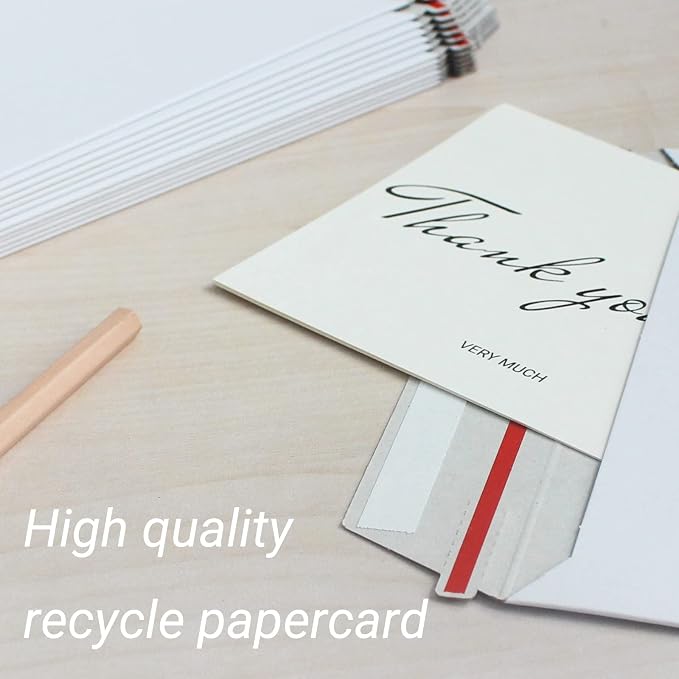 zmybcpack 100 Pack 7x9 inch Rigid Mailer Self Seal Photo Document Mailers, Stay Flat White Cardboard Shipping Envelopes White Photography Mailers for CD, Photos, Document