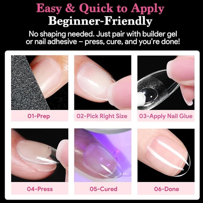 Short Round False Nail Tips, 15 Sizes 510 PCS Clear Soft Press On Fake Nail Pre-shaped Half Matte Full Cover Gel Nail Tips Extensions Strong Thick Long Lasting for DIY Beginners & Salon Manicure
