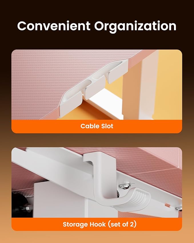 ErGear Height Adjustable Electric Standing Desk, 48 x 24 Inches Sit Stand up Desk, Memory Computer Home Office Desk, Pink