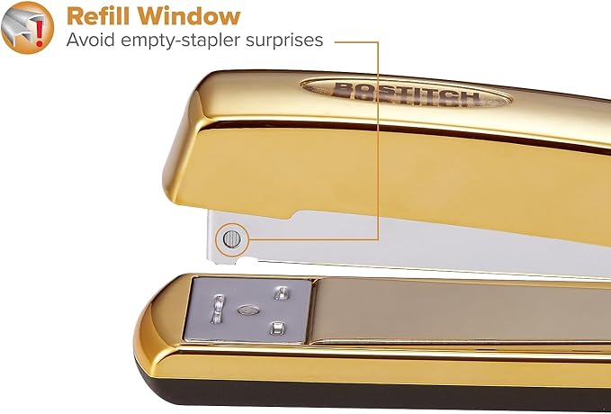 Bostitch Office Professional Metal Executive Stapler, 20 Sheet Capacity, Gold Chrome (B5000-GOLD)