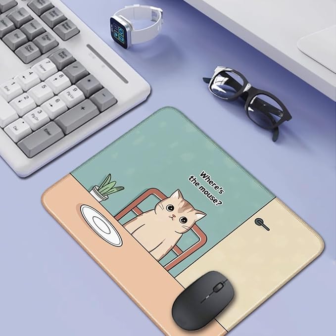 Cute Cat Pattern Aesthetic Mouse Pad, Gaming, 26x21cm