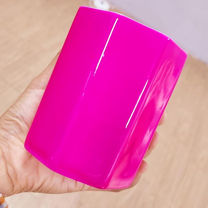 Pen Holder, Makeup Brush Holder Ceramic Shiny Gold Spring Floral Pattern Pencil Cup for Girls Kids Women Durable Stand Desk Organizer Storage Gift for Office, Classroom, Home (Hot Pink)