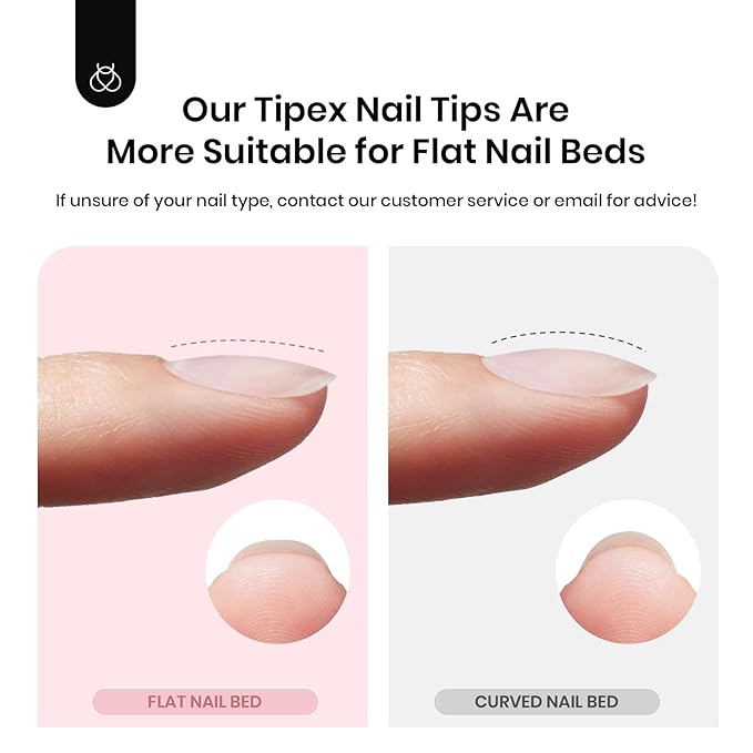 Beetles Tipex Instant Apex Nail Tips, XS Short Squoval, 16 Sizes |00–14, 192pcs, Built-In Apex, No Builder Gel Required, Thicker Strong Acrylic Tips for DIY Nail Extensions
