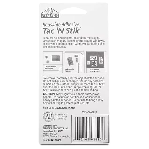 Elmer's Tac 'N Stik Reusable Adhesive, 2 Ounce - Pack of 2, 98620-2PK