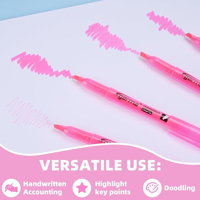 Cgerma Highlighters 36 Pack, Chisel Tip Pink Highlighter Bright Colors, Quickly Drying, Perfect for Students Kids Adults Highlighting in Classroom, School, Office
