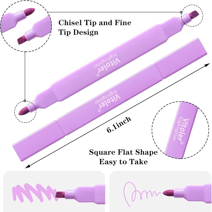 Vitoler 8pcs Aesthetic Highlighters, Chisel & Fine Tips Bible Highlighters | For teachers, For nurses, For women, For bibles, For markers, Aesthetic, For journaling, For office, For School Supplies