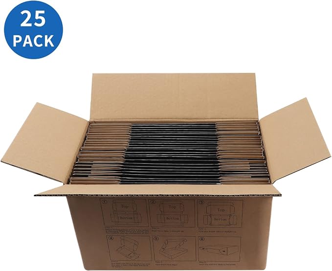 Hoikwo 25 Pack 6x4x3 Shipping Boxes for Small Business, Black Packaging Cardboard Boxes, Moving Mailing Packing Box
