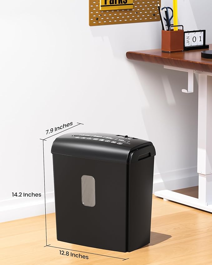 8-Sheet Micro Cut Paper Shredder P-4 High Security for Home Office Use with Handle, Shreds Credit Card/Staple 4 Gallons(Black) Visual Window Wastebasket