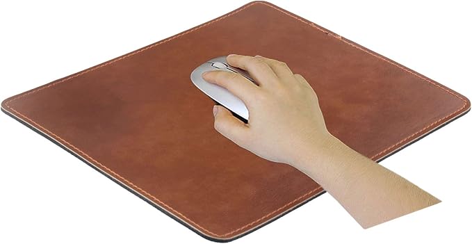 Non-Slip Rubber Base Leather Mousepad for Laptop Computer PC Personality Desings Gaming Mouse Pad Mat 9.45 X 7.87 inch (Leahter Mouse Pad-Coffee, 9.45 X 7.87 inch)