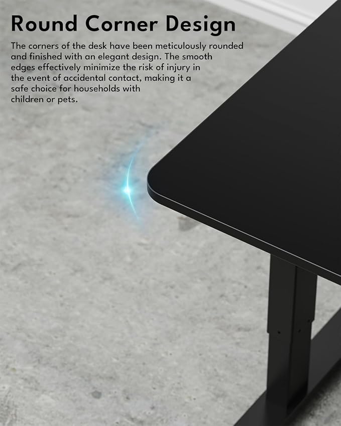 Standing Desk, Height Adjustable Electric Stand up Desk, 31.5 x 24 Inches Sit Stand Home Office Desk with Splice Board, Black Frame/Black Top