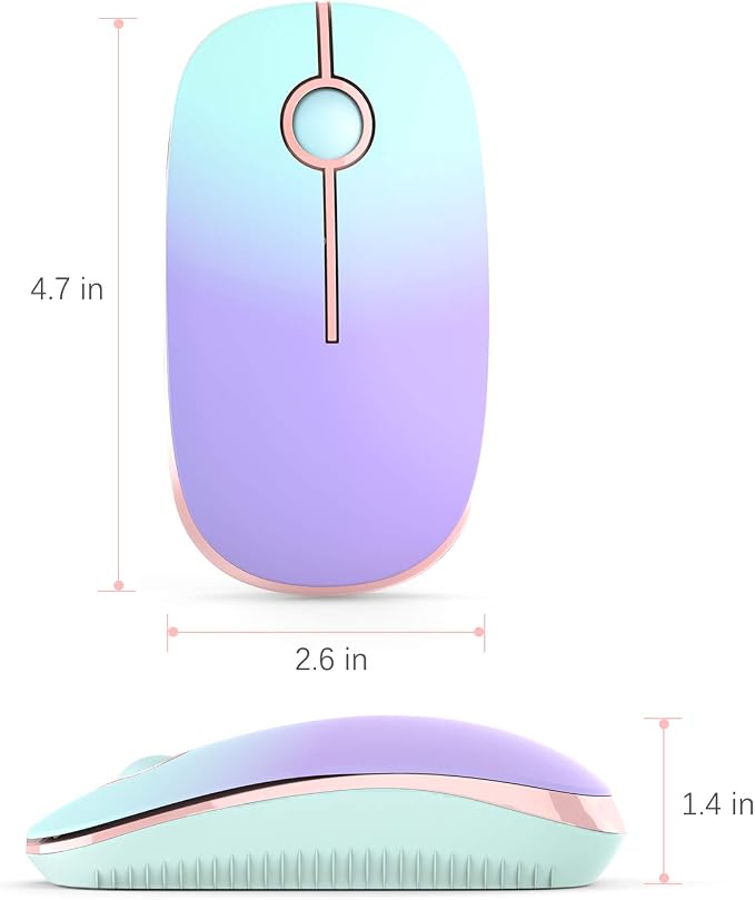 VssoPlor Wireless Mouse, 2.4G Computer Laptop Mouse, Mint Green to Purple | Slim Portable Mouse, Plug & Play USB Nano Receiver, Quiet Silent Optical Mice for Notebook, PC, Laptop, Computer