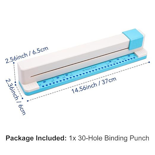 30 Hole Paper Punch, Binding Machine for Planner, A4 A5 A6 A7 B5 B6 B7 Book Binder Notebooks Loose Leaf Paper Punch Machine, Portable Adjustable Hole Puncher, 5-Sheet Capacity, for School, Office