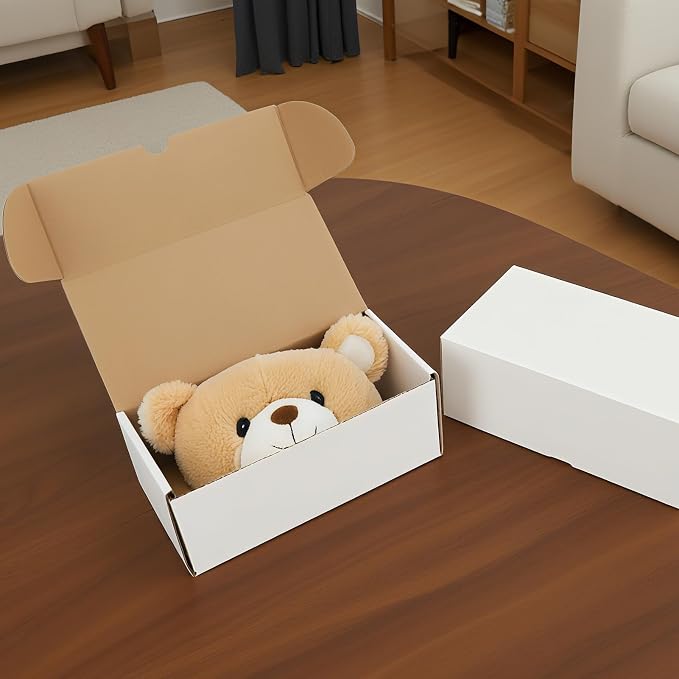 WIFTREY 50 Pack 8x4x3 Small Shipping Boxes for Packing Small Business, White Corrugated Cardboard mailing Box for Shipping