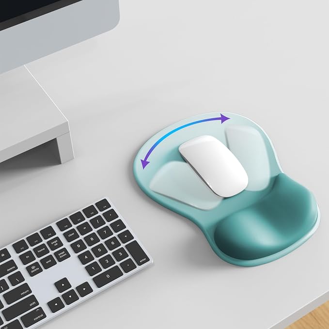 Mouse Pad with Wrist Rest,Ergonomic Mouse Pad with Comfortable Gel Wrist Rest Support and Non-Slip PU Base for Easy Typing Pain Relief, Durable and Washable (Blue White)