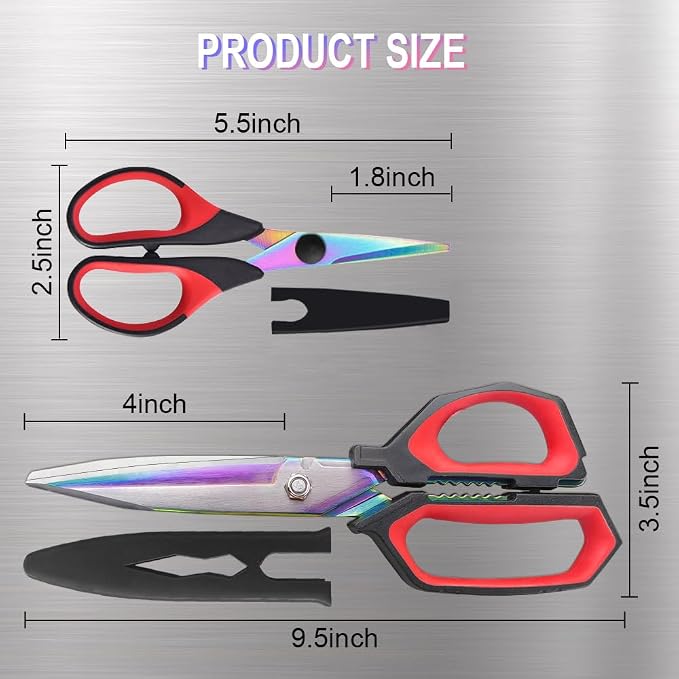 9.5" Multipurpose Heavy Duty Scissors, Titanium Coating Forged Scissors, Comfort Grip, Industrial Shears for Carpet, Wire, Leather, Fabric,Cardboard
