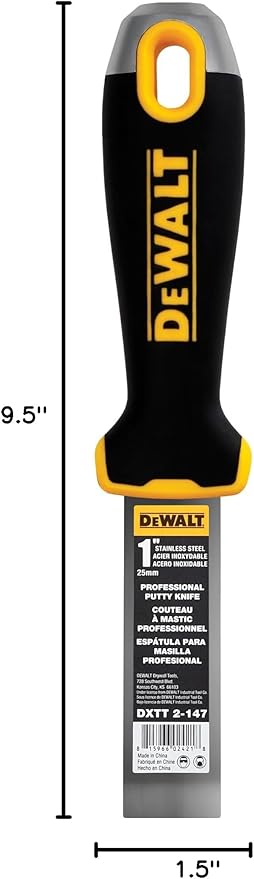 DEWALT 1" Putty Knife | Stainless Steel w/Soft Grip Handle | DXTT-2-147